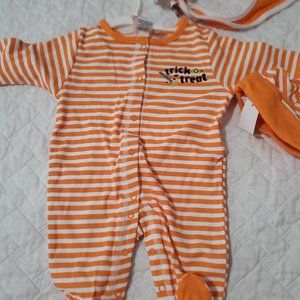 3pc Halloween Coverall Set for New Born Trick or Treat New with tags 100% cotton